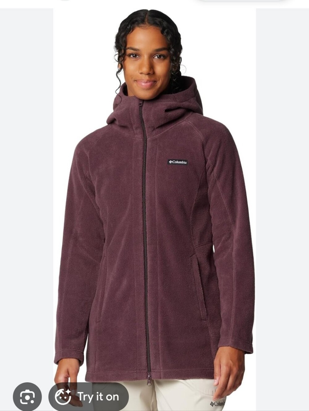 Columbia Women's Benton Springs II Long Hooded Fleece Jacket Moonvista Sz M